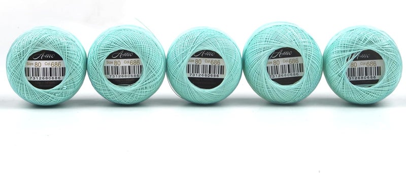 AMOHilos Size 80 (Thinner than 0.3mm) Cotton Crochet Threads Singed Double Mercerized Egyptian long fiber Cotton Thread for Tatting, Lace, Dollies and Dolls Toys DIY Projects, 5 Balls Set (set G) - Image 1
